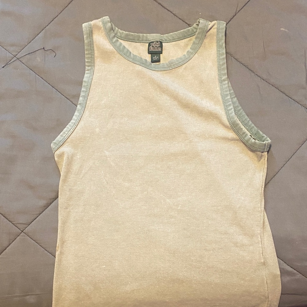 Wild Fable Beige and Green Tank Top